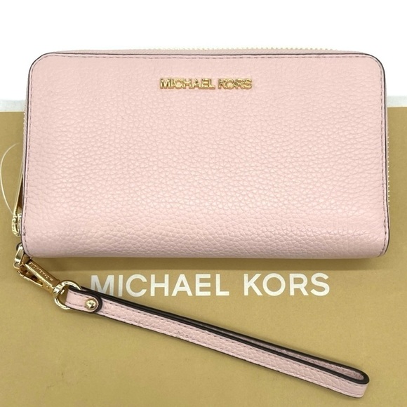 Michael Kors Large Flat MF Phone Case Wallet Powder Blush